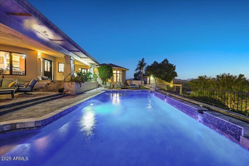 Serene Poolside at Dusk