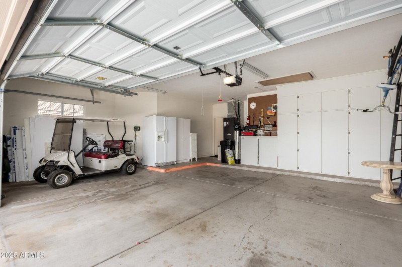 Garage with cabinets