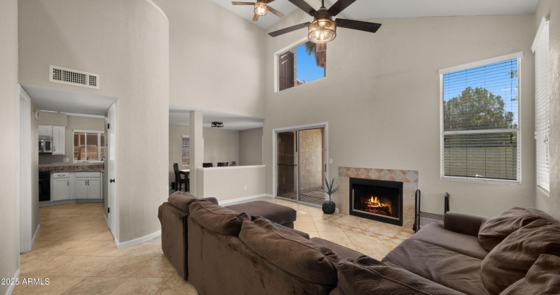 Living Room w/ Vaulted Ceilings