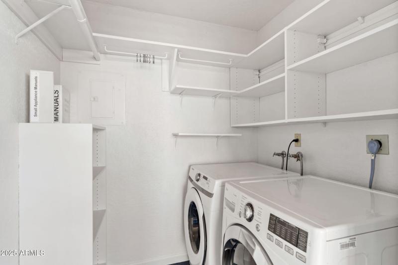 S-BY-SIDE WASHER DRYER & SHELVING!