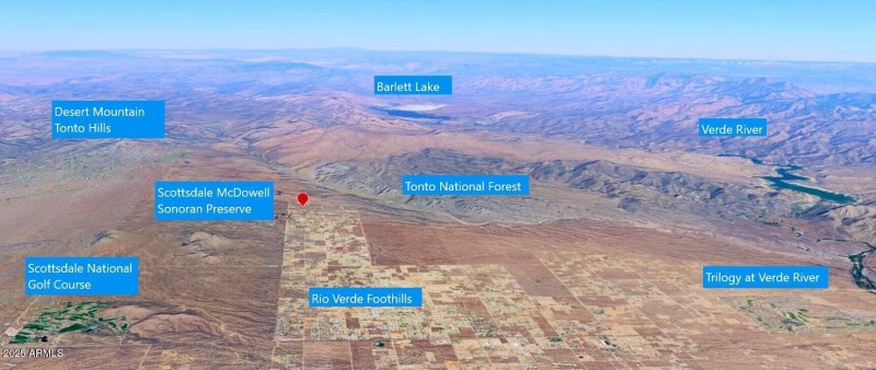 Shows Barlett Lake, Verde River, Tonto,