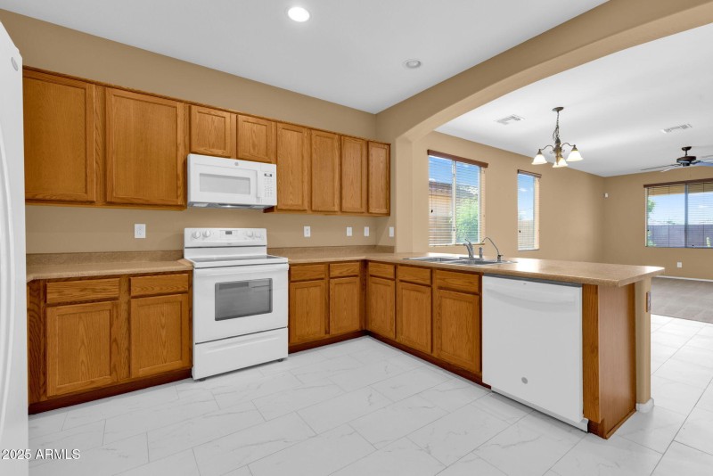 Kitchen facing living room