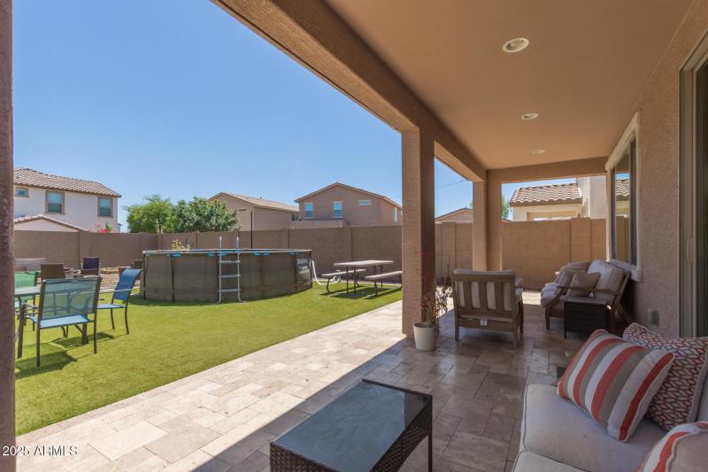 Extended Covered Patio with Travertine