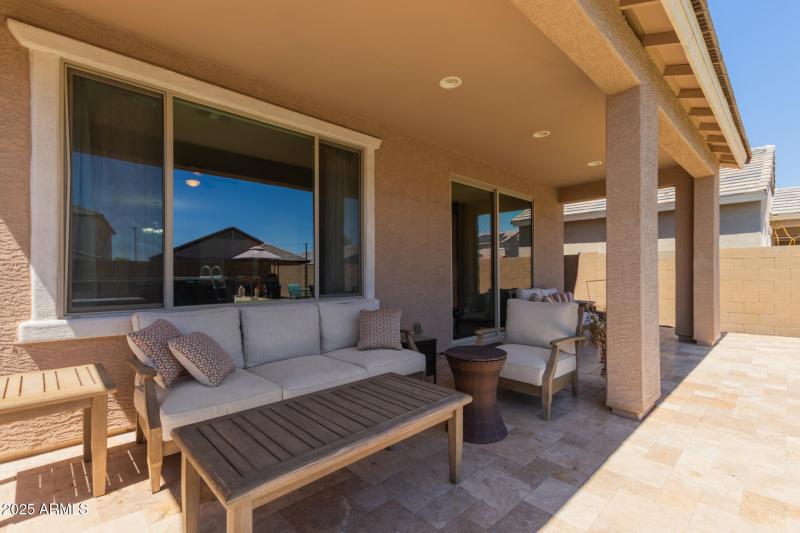 Extended Covered Patio with Travertine