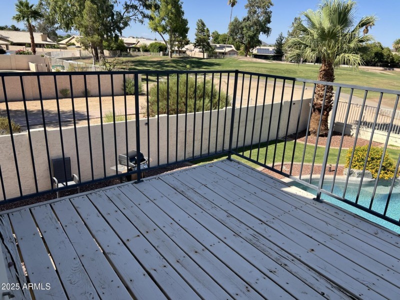 Deck with golf course views