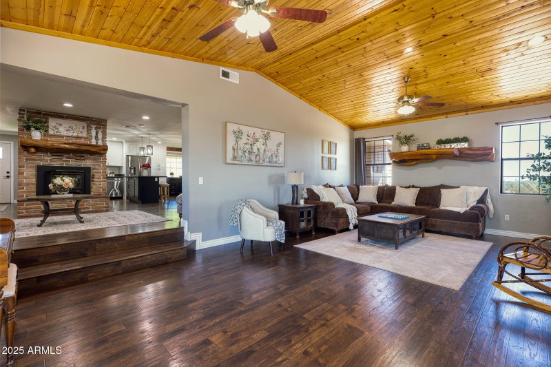 Family room with view of living room