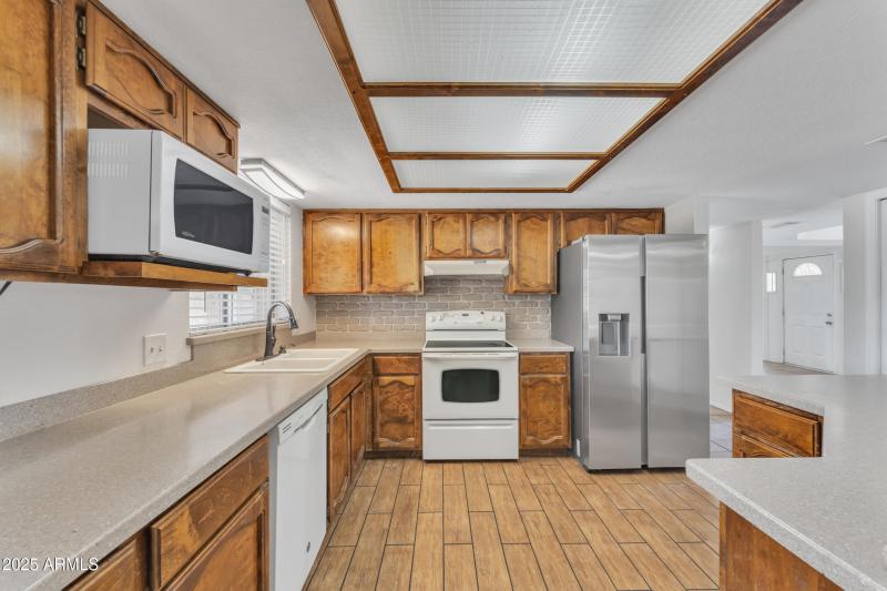 Natural wood cabinets