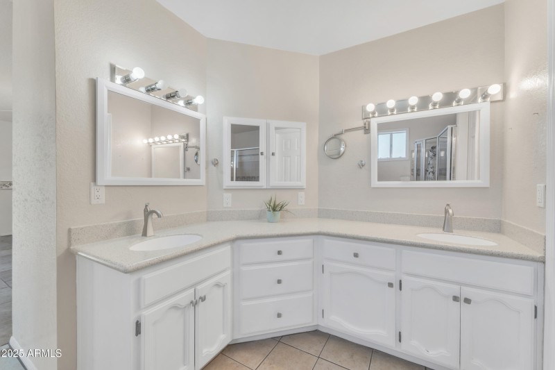 Primary bathroom with double vanities