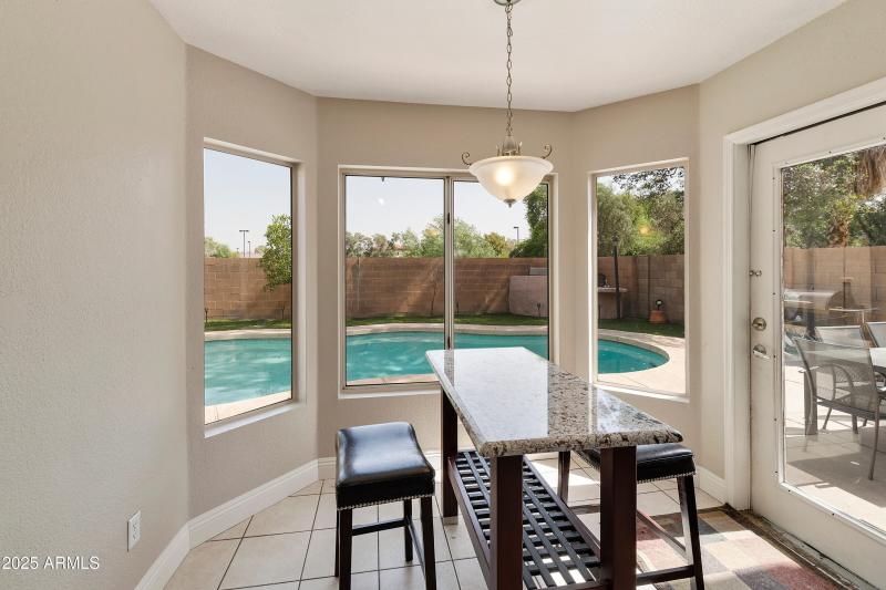 Bay window to the backyard