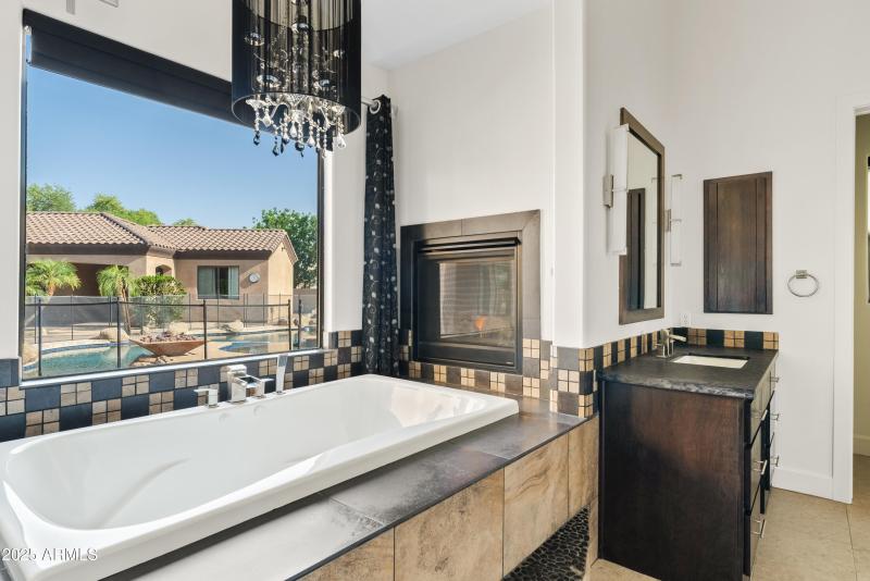 Master bath fireplace