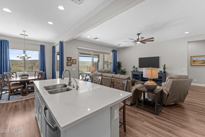 view from kitchen to great room