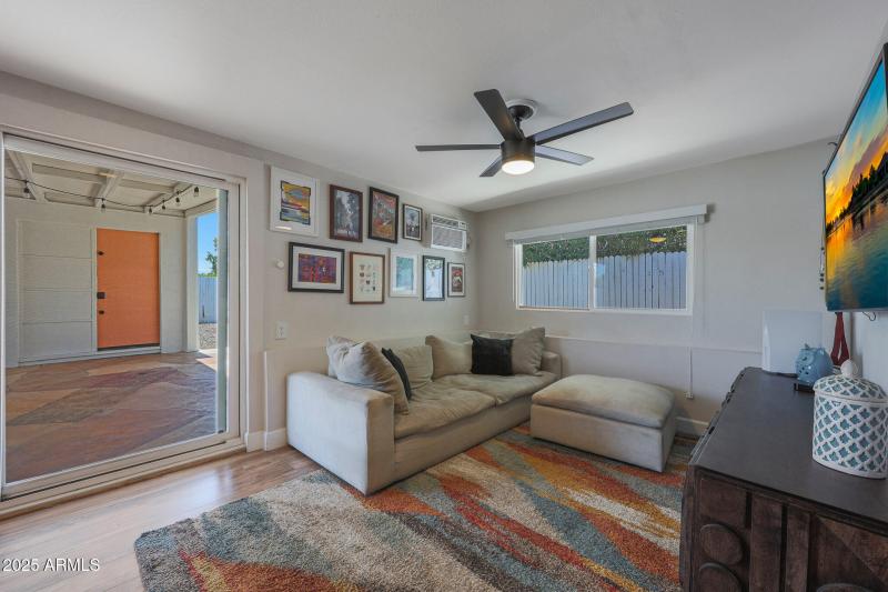 family room with fireplace