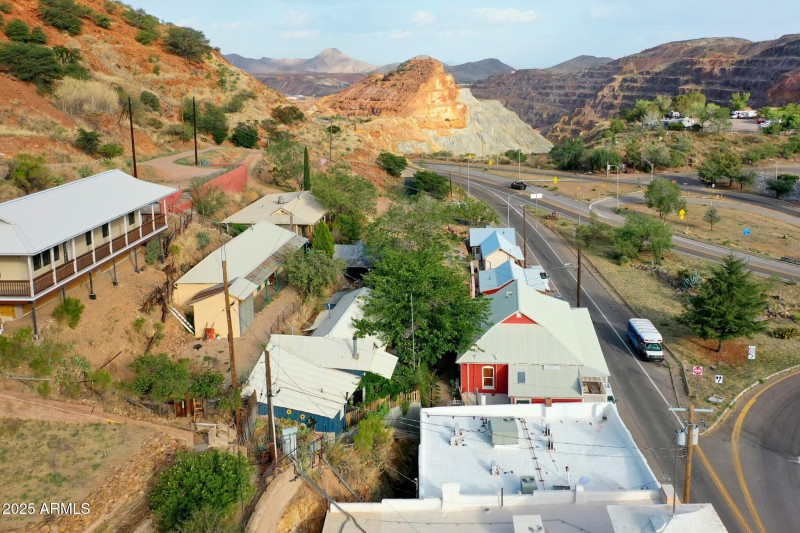 Drone Shot home in blue studio in black
