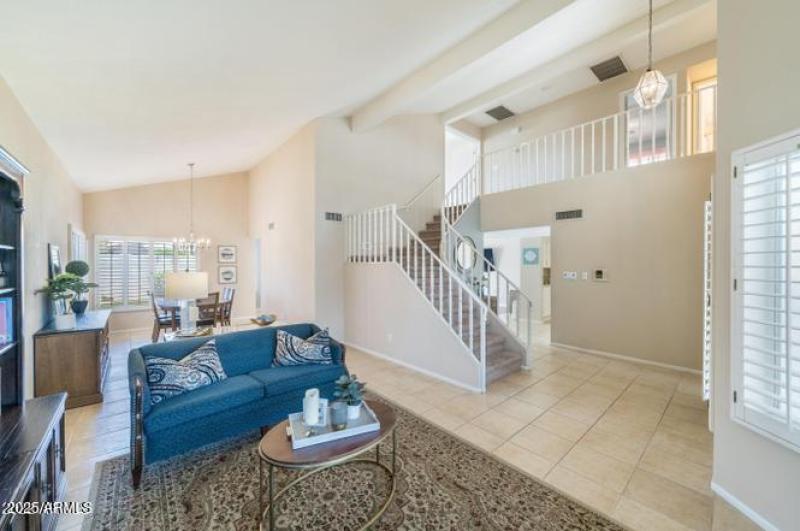 living room with landing area