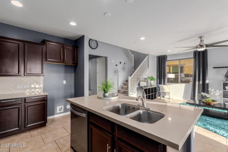 Kitchen view to living room