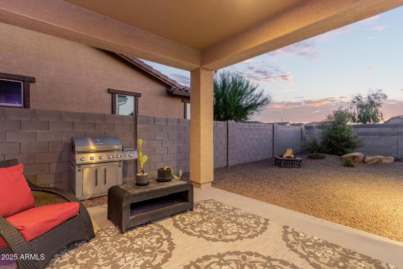 Patio area at twilight