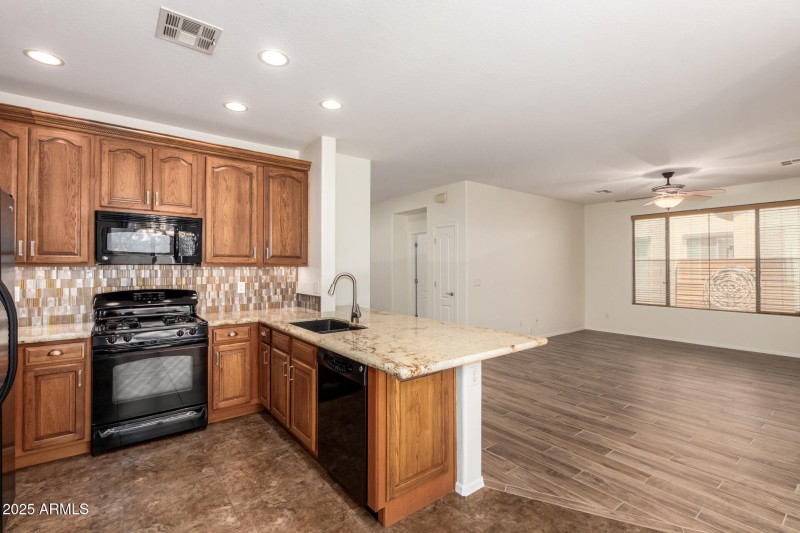 View of Kitchen and Living Area