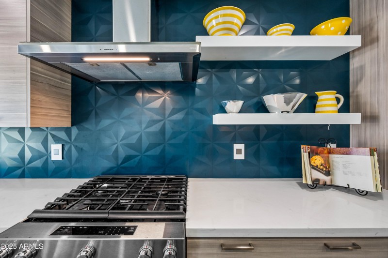 Gas Range and LED Lit Vent Hood