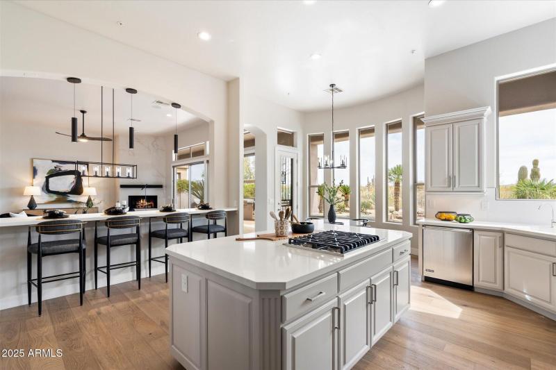 Kitchen and Bar Seating Area
