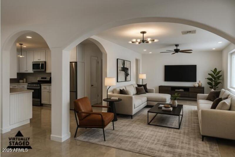 Living room virtually staged