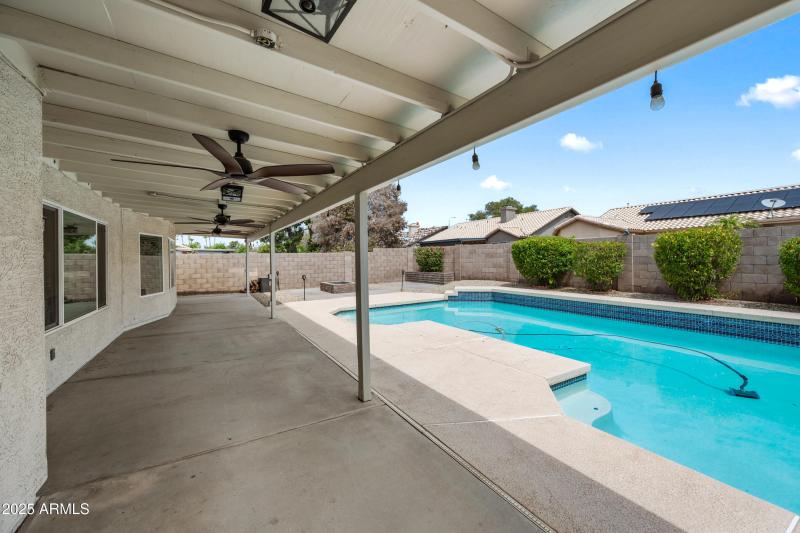Extended Covered Patio with Ceiling Fans