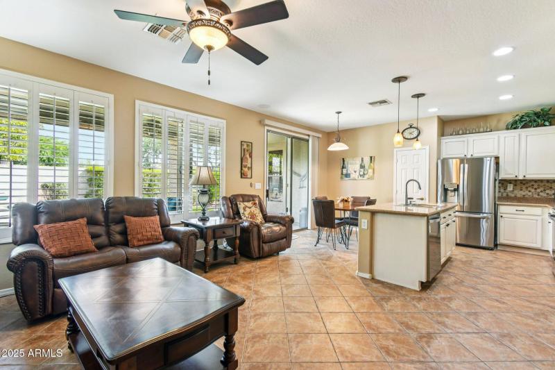 Family room and kitchen
