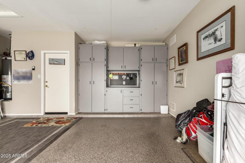 Garage with work bench