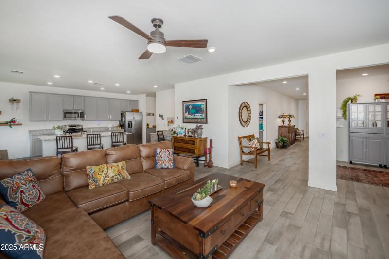Main living room and kitchen