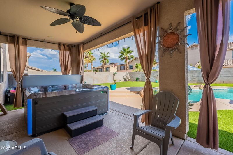 Covered Patio & Hot Tub Area