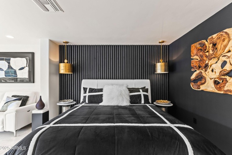 Primary Suite Slated Wood Accent Wall