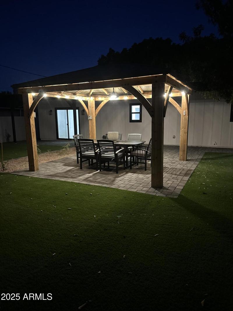 Pergola Dining Area at Night
