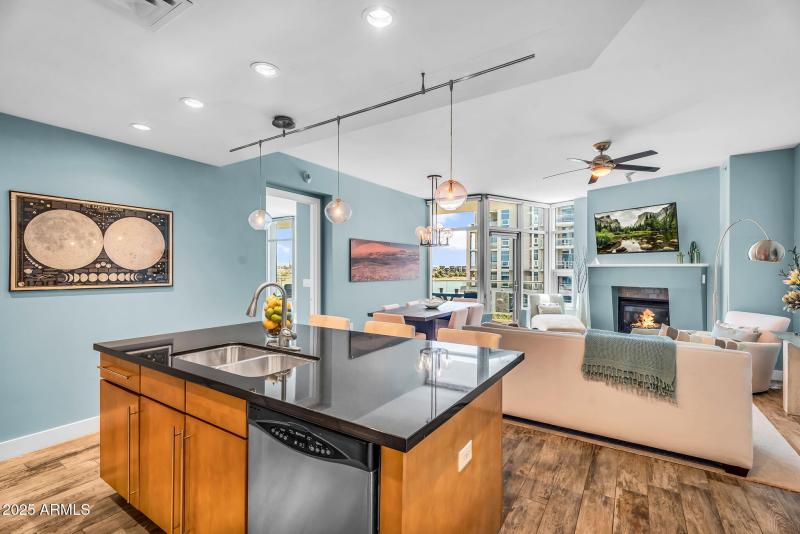 Kitchen open to living room