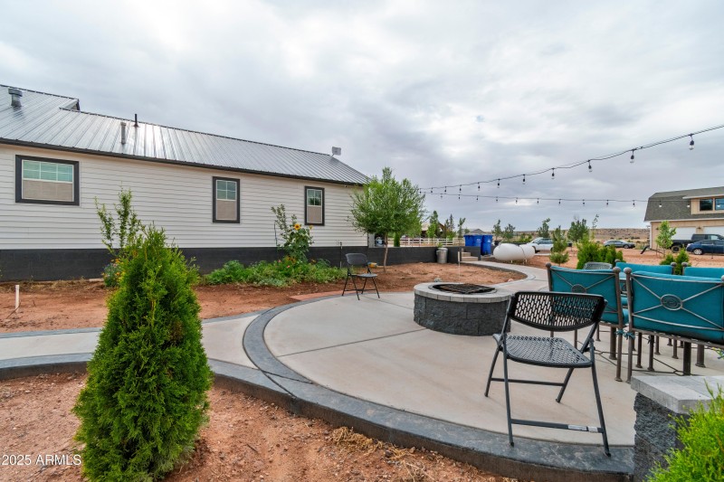 "Cozy outdoor fire pit area,