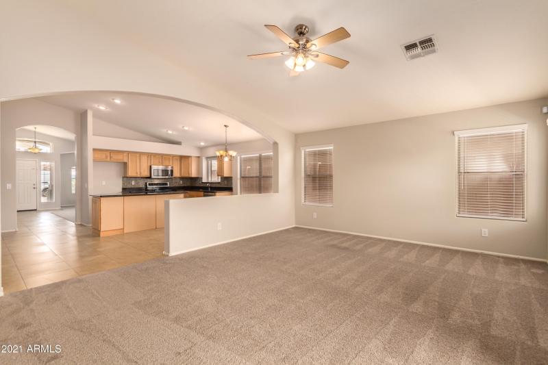 Great room with vaulted ceilings