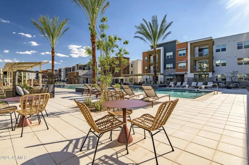 Outdoor seating and cabanas