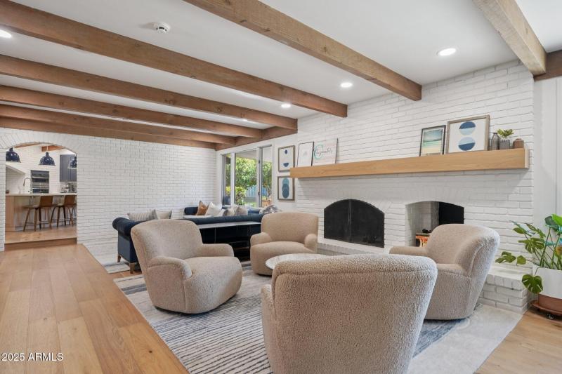 Wood beams in living room