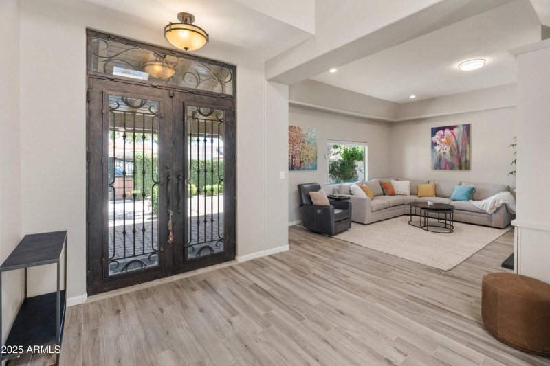 Cantera front door and vaulted ceilings