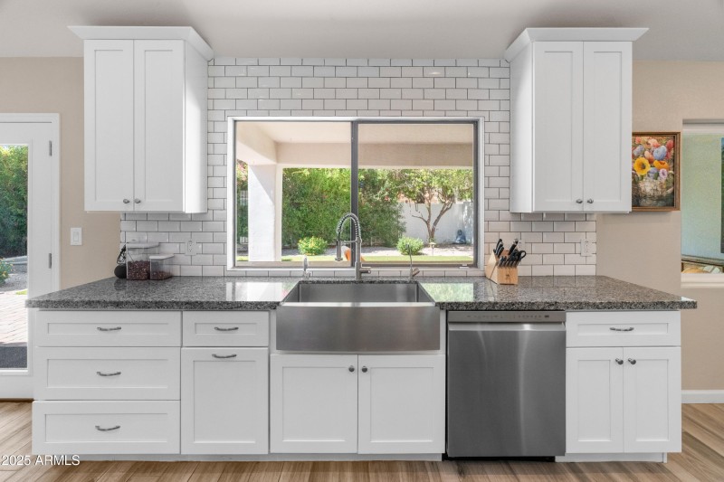 Look to rear yard from kitchen sink