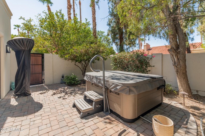 Above ground spa at primary's patio