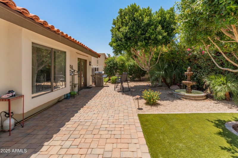 Pavers enhance the rear yard