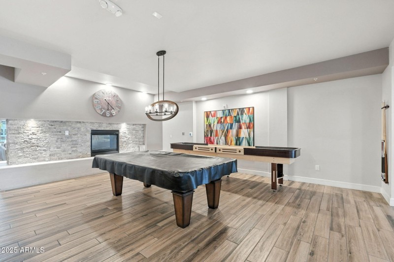 Pool Table & Fireplace in Clubhouse