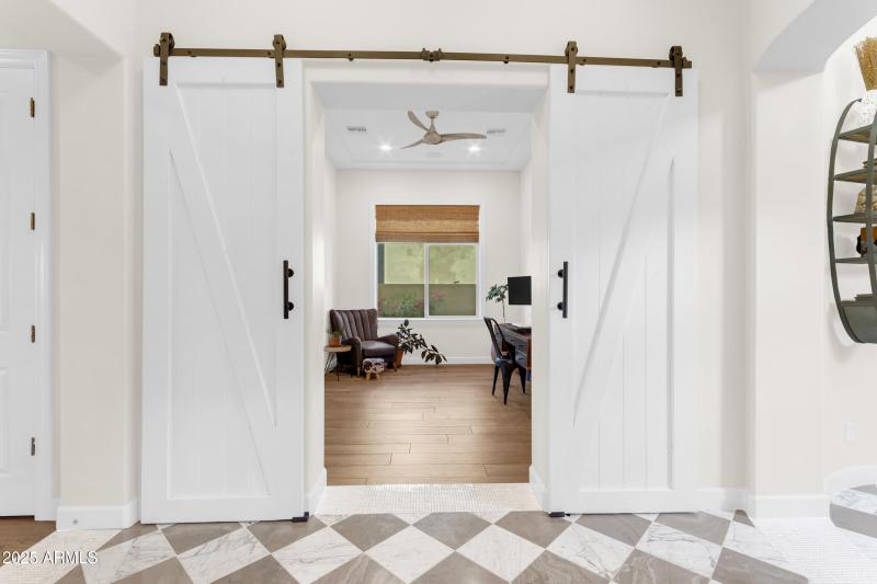 bedroom with barn open