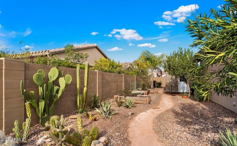 backyard west side with AC Shed
