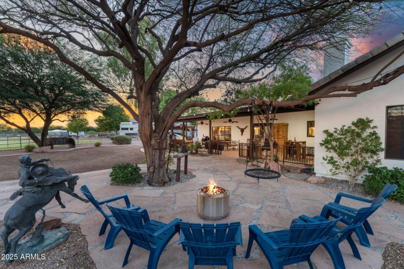 Firepit gathering area under the stars