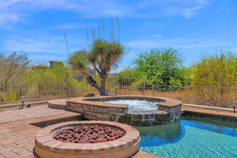 heated spa and firepit