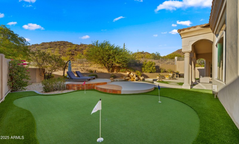 Putting Green with Mountain Backdrop