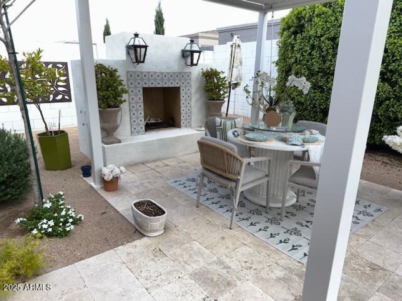 Outside seating area with Full wood burn