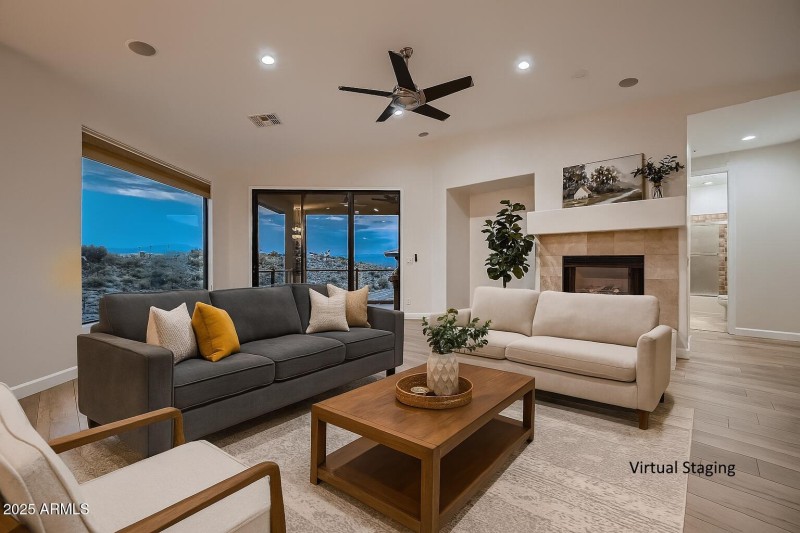 Living area with staging