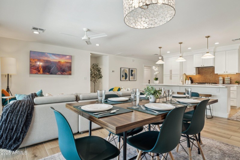 dining, back living room, kitchen