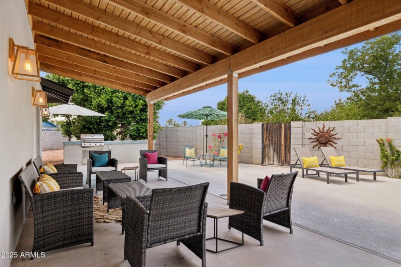 patio facing gas grill